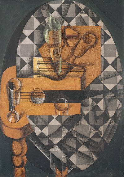 Guitar, Bottle, and Glass by Juan Gris